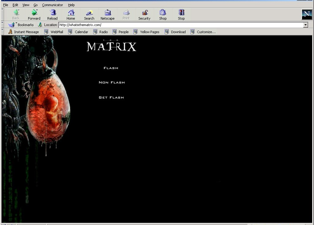 The Matrix official movie website, 1999 – Cultural History of the Internet