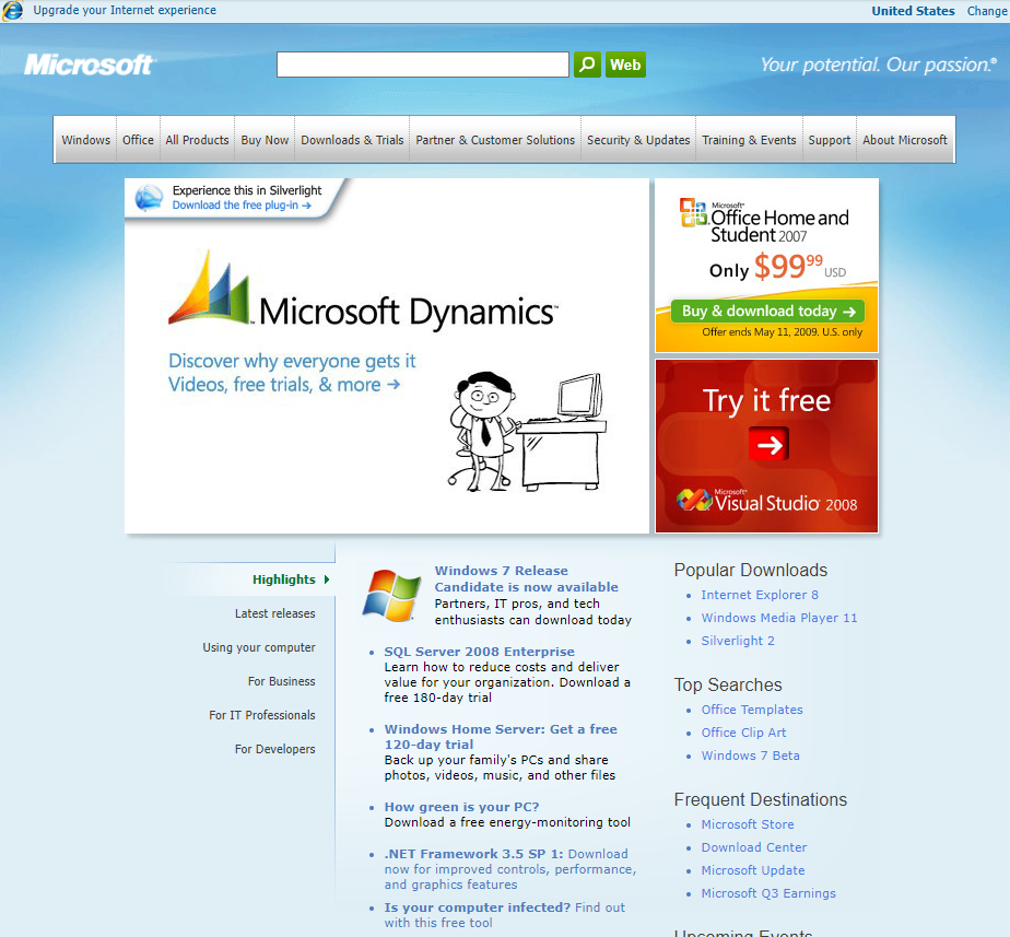 Microsoft's Site, 2009