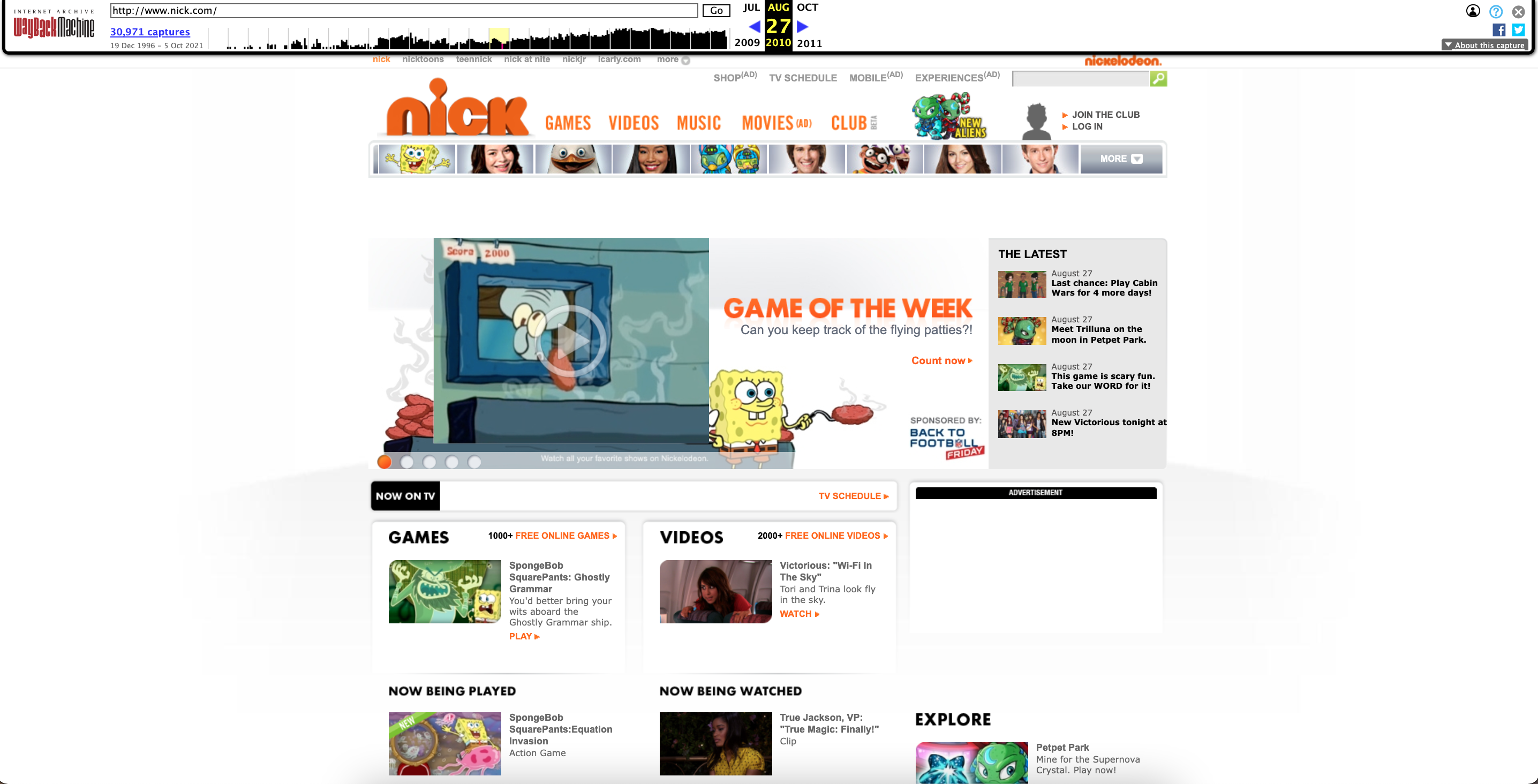 Nickelodeon’s Website Throughout the Years – Cultural History of the ...