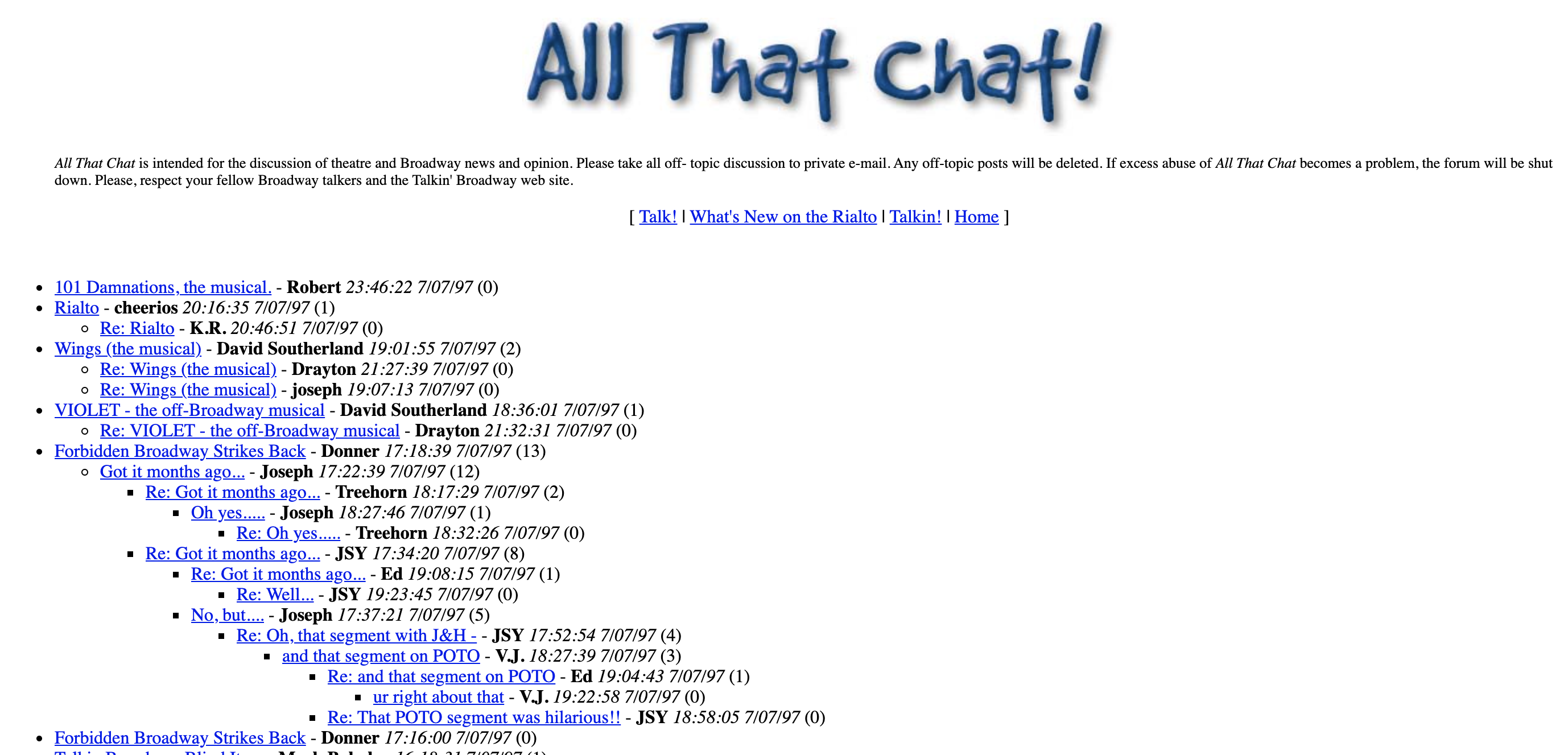 TalkinBroadway.com – Cultural History of the Internet